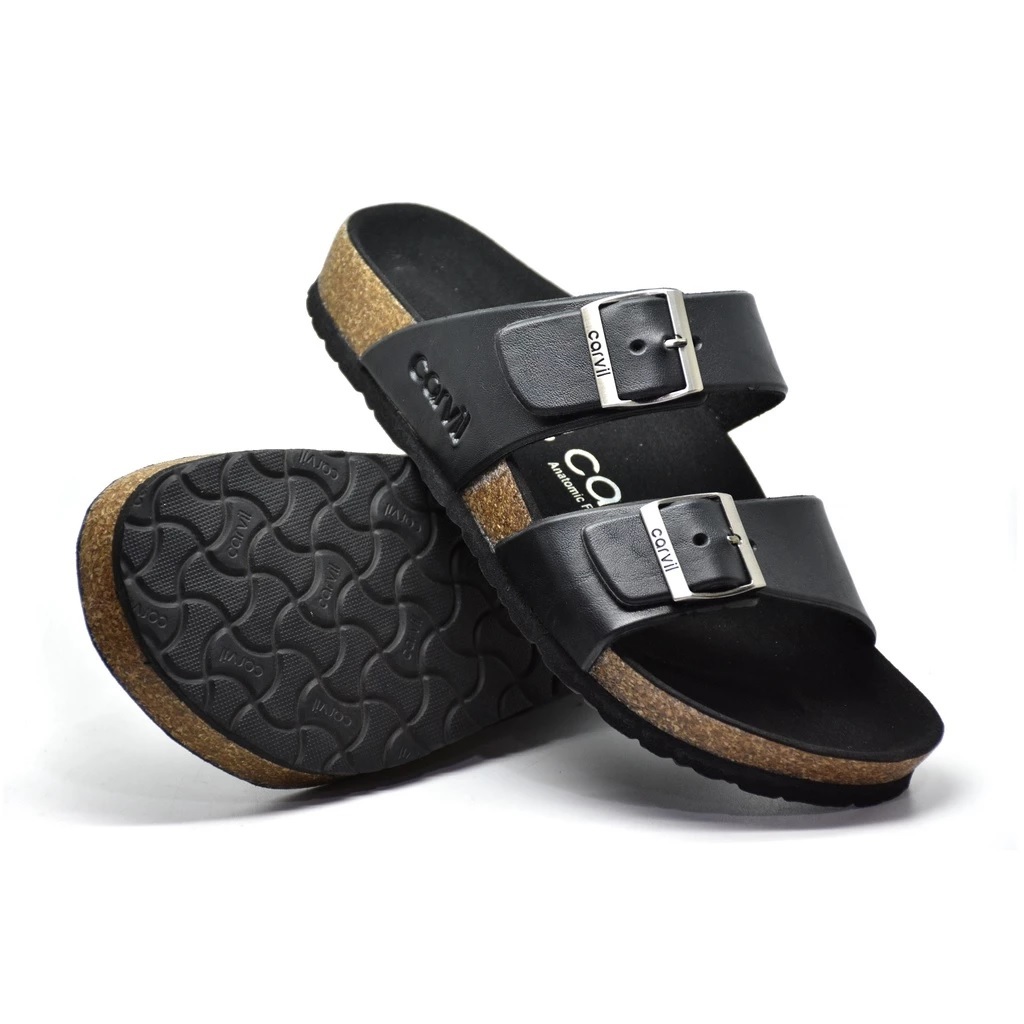 Sandal Carvil Hitam dan Cokelat Sandal Jepit Pria Original High Quality Sandal Carvil Puyuh