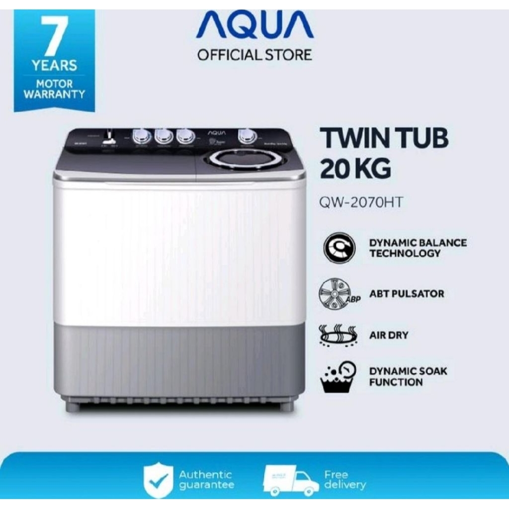 MESIN CUCI AQUA 2TABUNG 20KG QW-2070HT