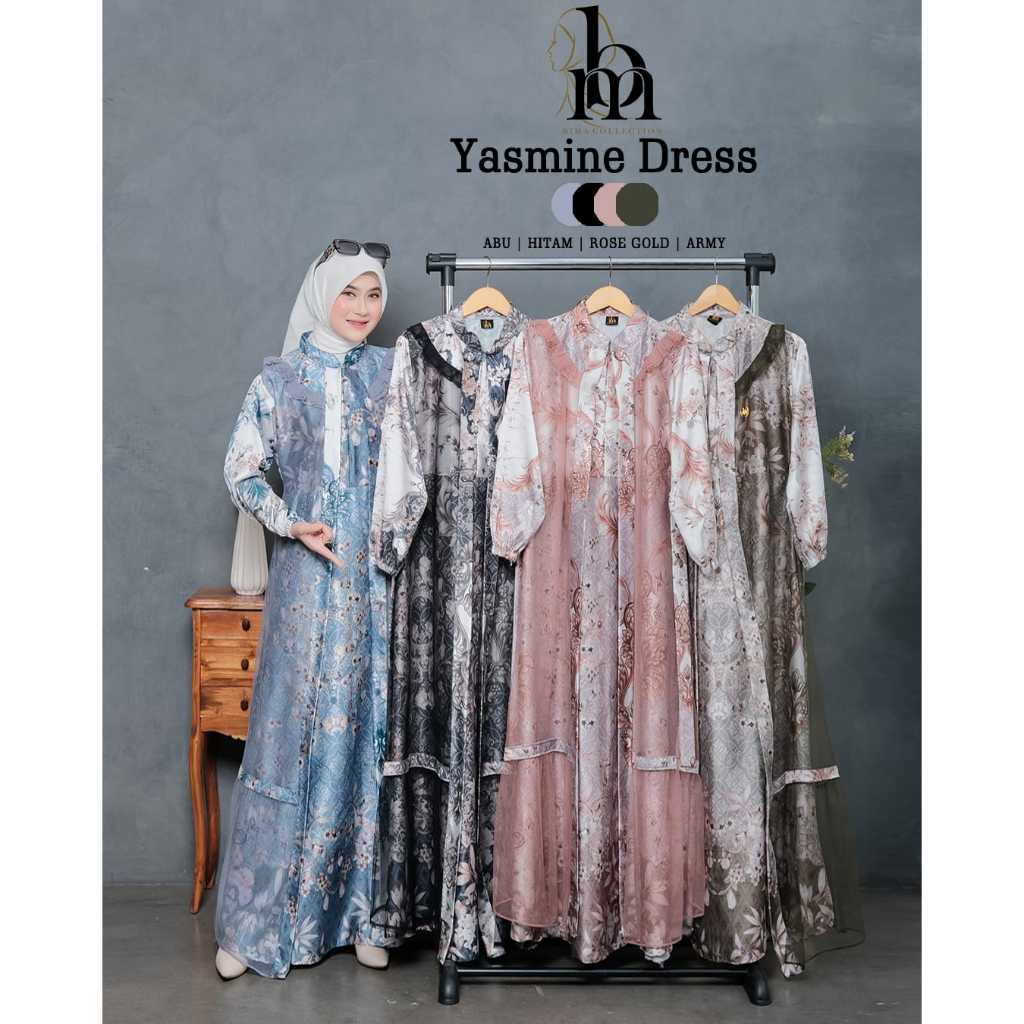 YASMIN MAHIRA DRESS BY BIMA COLLECTION  GAMIS SILK PREMIUM MIX TILEU TERLARIS MODEL KOREAN STYLE