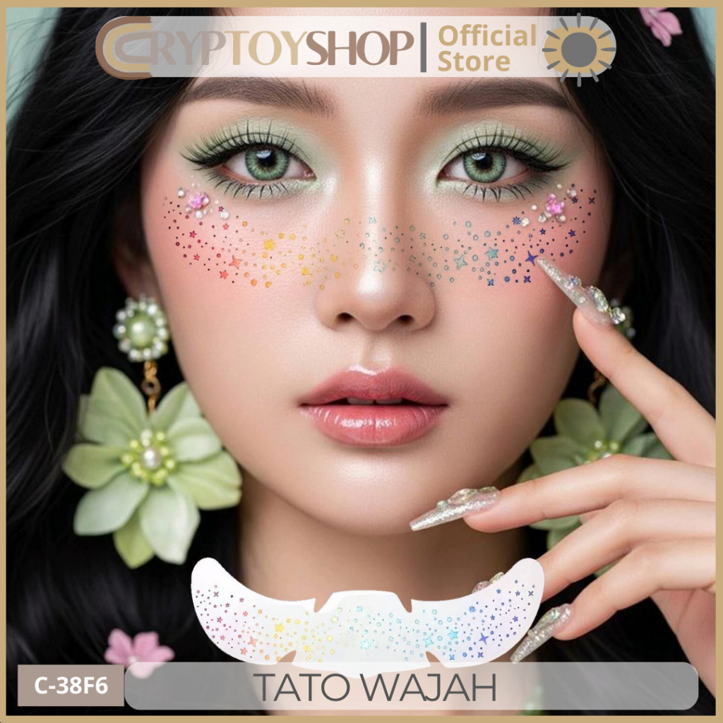 CTS Stiker Bintik Muka Freckles Glitter Aesthetic | Face Tattoo Temporary | Makeup Korea Fairy Look