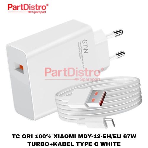 TC ORI 100% COCOK UNTUK XIAOMI MDY-12-EH/EU 67W TURBO+KABEL TYPE C WHITE