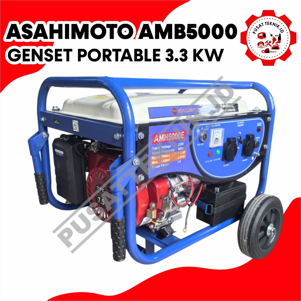GENSET ASAHIMOTO AMH 5000 AMH5000 GENERATOR SET 3000 WATT JENSET BENSIN GASOLINE