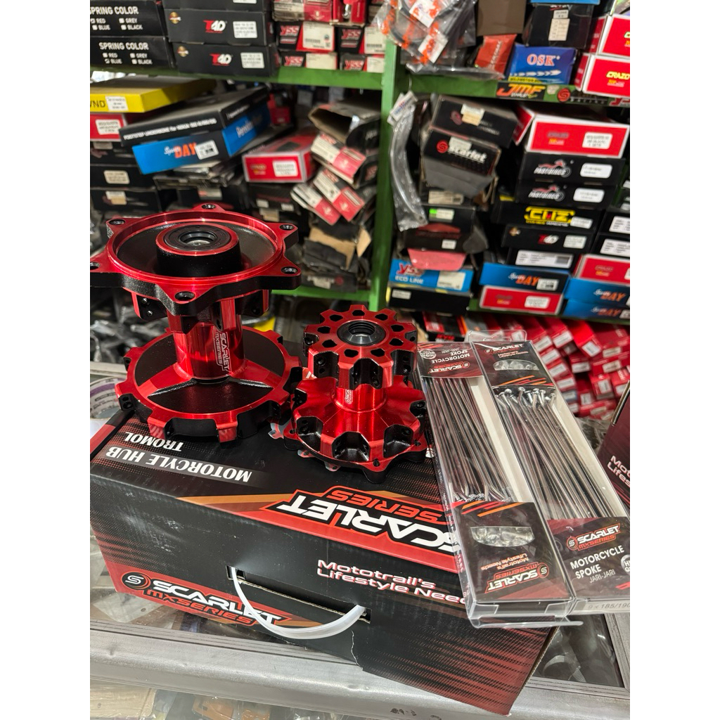 SCARLET TROMOL CRF150 SET TANPA PIRINGAN/DISC 36 HOLE 2 TONE PLUS RUJI BIRU ; GOLD ; MERAH ; HITAM ;