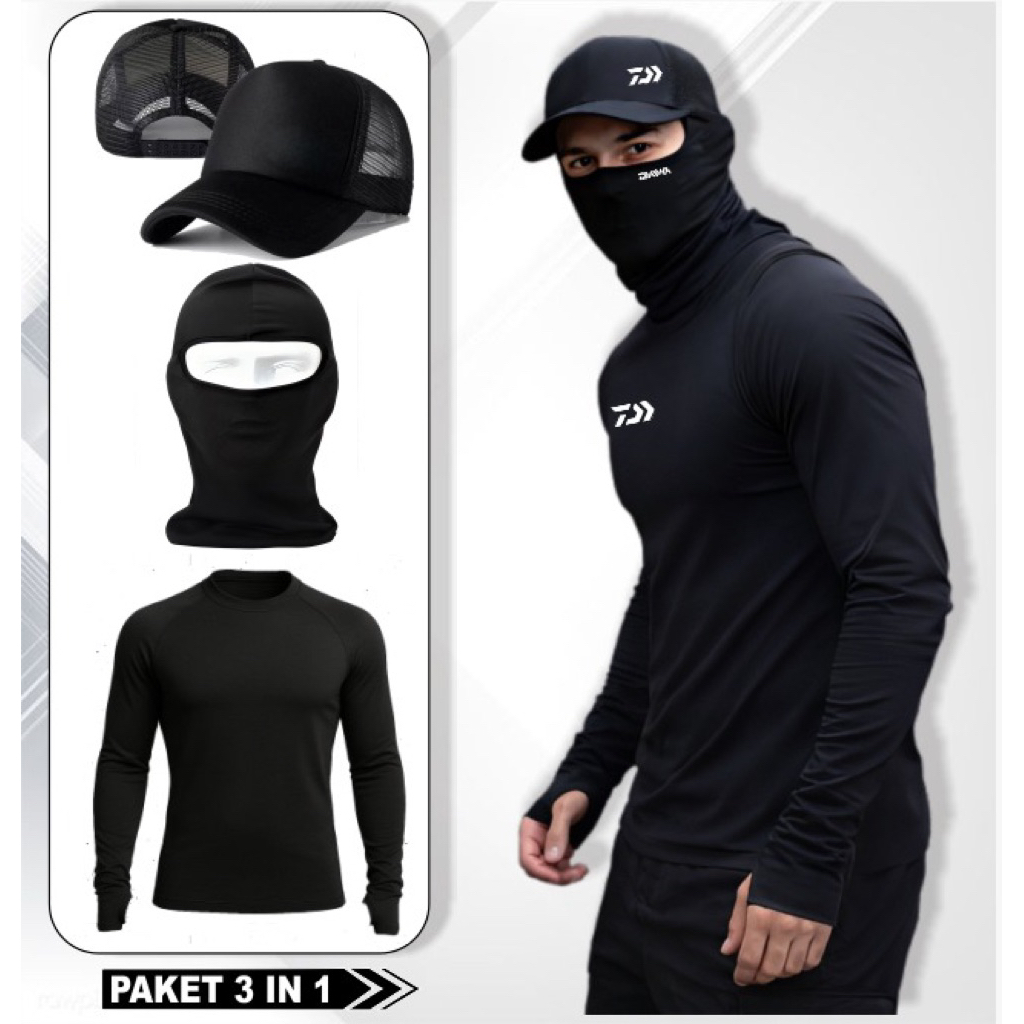 Paket Hemat Set Kaos Jersey Mancing Gunung Buff Mancing Buff Gunung Topi Mancing Topi Gunung Anti UV