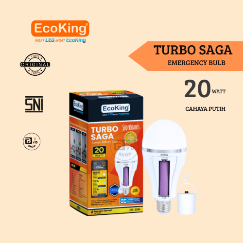 BOHLAM LAMPU LED EMERGENCY 20 WATT ECOKING TURBO SAGA