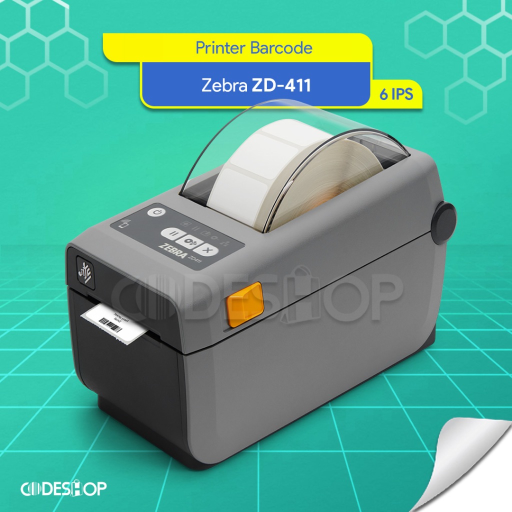 Zebra ZD411 Wristband Printer Barcode Direct Thermal Transfer Cetak Stiker Gelang 203dpi USB
