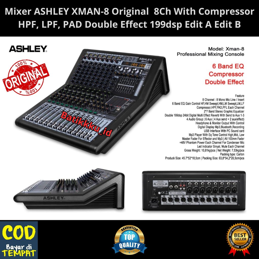 MIXER ASHLEY XMAN8 XMAN 8 X MAN 8 8CH ORIGINAL NEW 199 DSP DOUBLE EFFECT  BLUETOOTH-USB-RECORDING