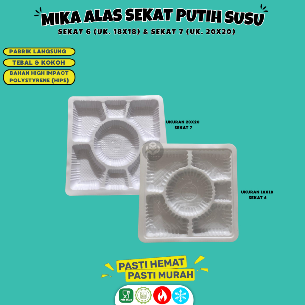 Mika Sekat 6 Alas Nasi Mika Tumpeng Sekat 6 (Isi 100 Pcs-MP186)