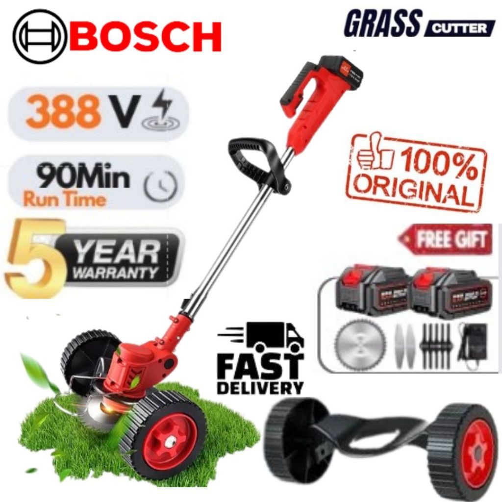 Bosch 388V Mesin Potong Rumput Pemotong Rumput Listrik Pemangkas Rumput dengan Baterai Li-ion