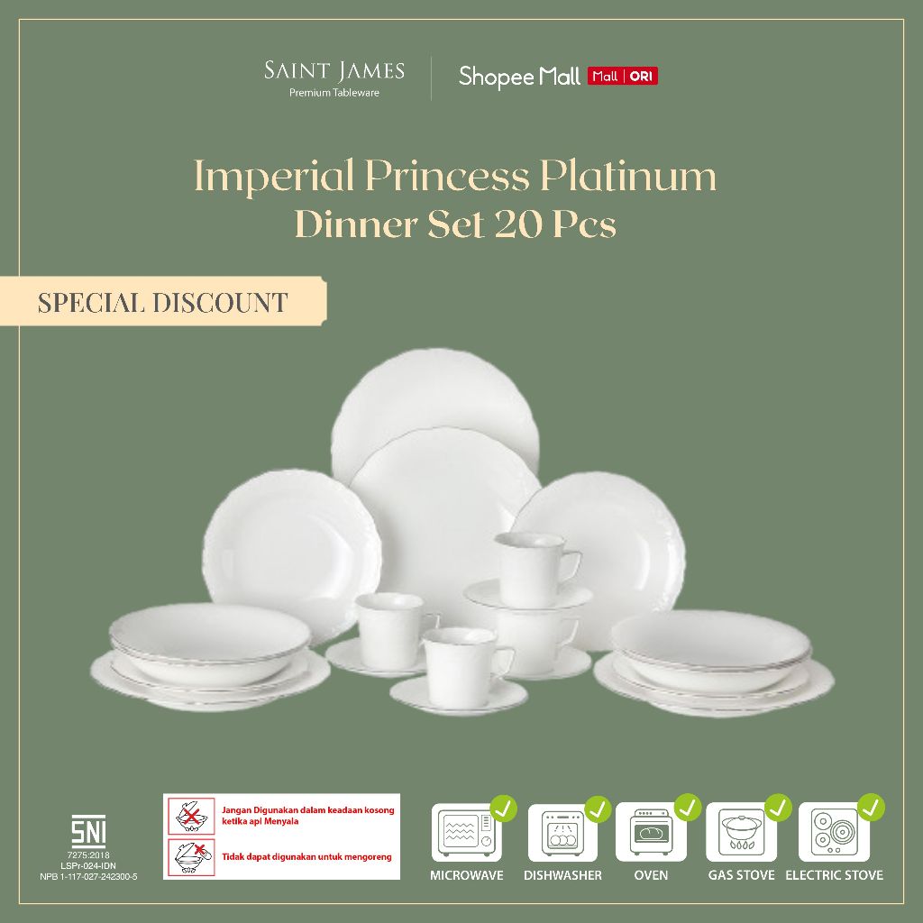 Saint James Dinner Set 20 Pcs (Imperial Princess Platinum)