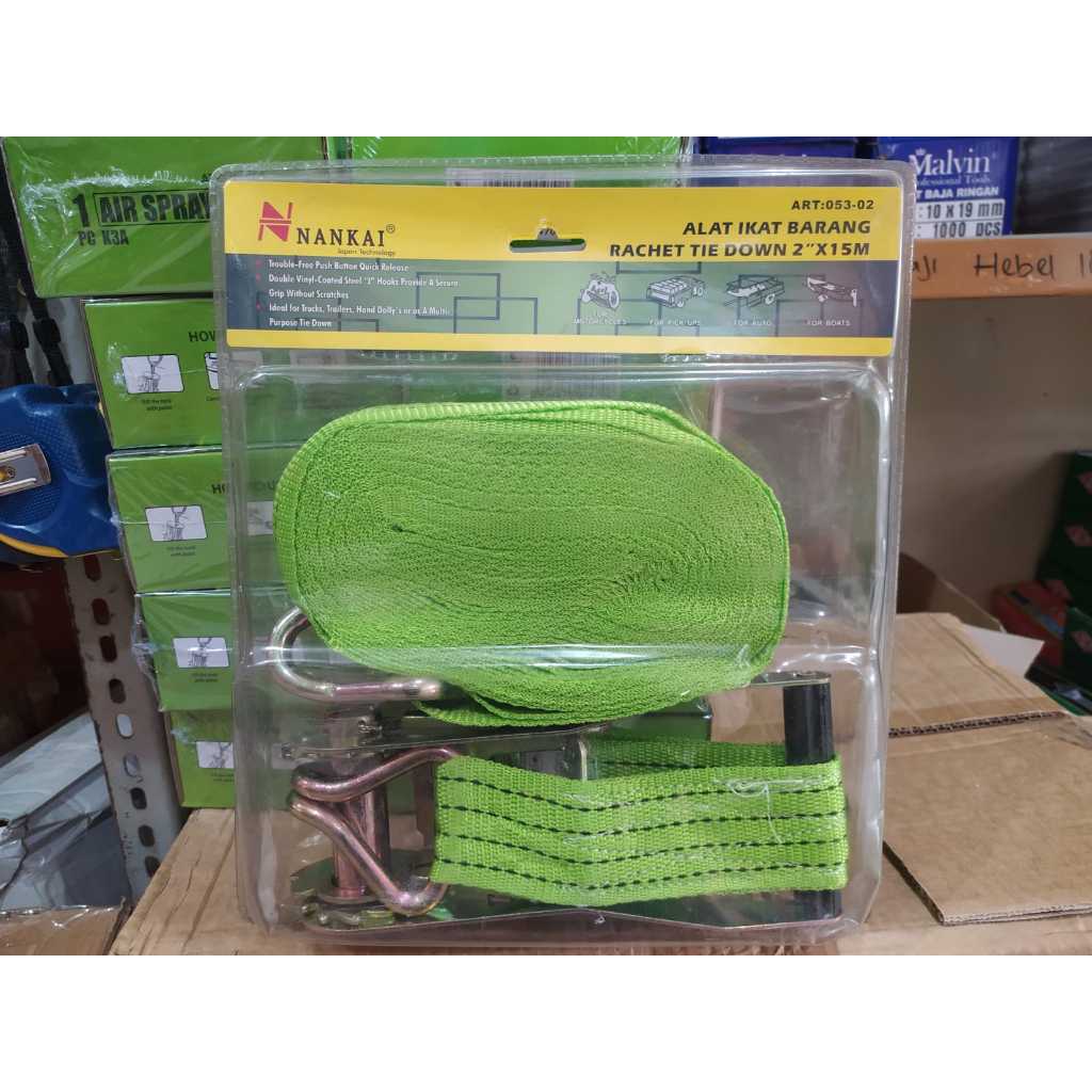 nankai tali ratchet tie down 2" x 15meter tali racet tali ikat barang tali kain alat ikat barang ber