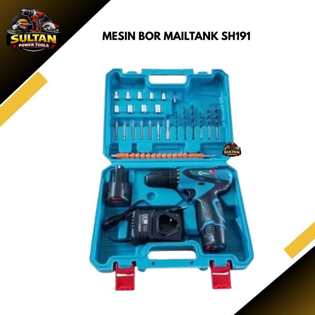 MAILTANK CORDLESS DRILL SH191 MAILTANK 12V BOR BATERAI BATEREI DRILL BOR BESI BATRE BOR 10 MM