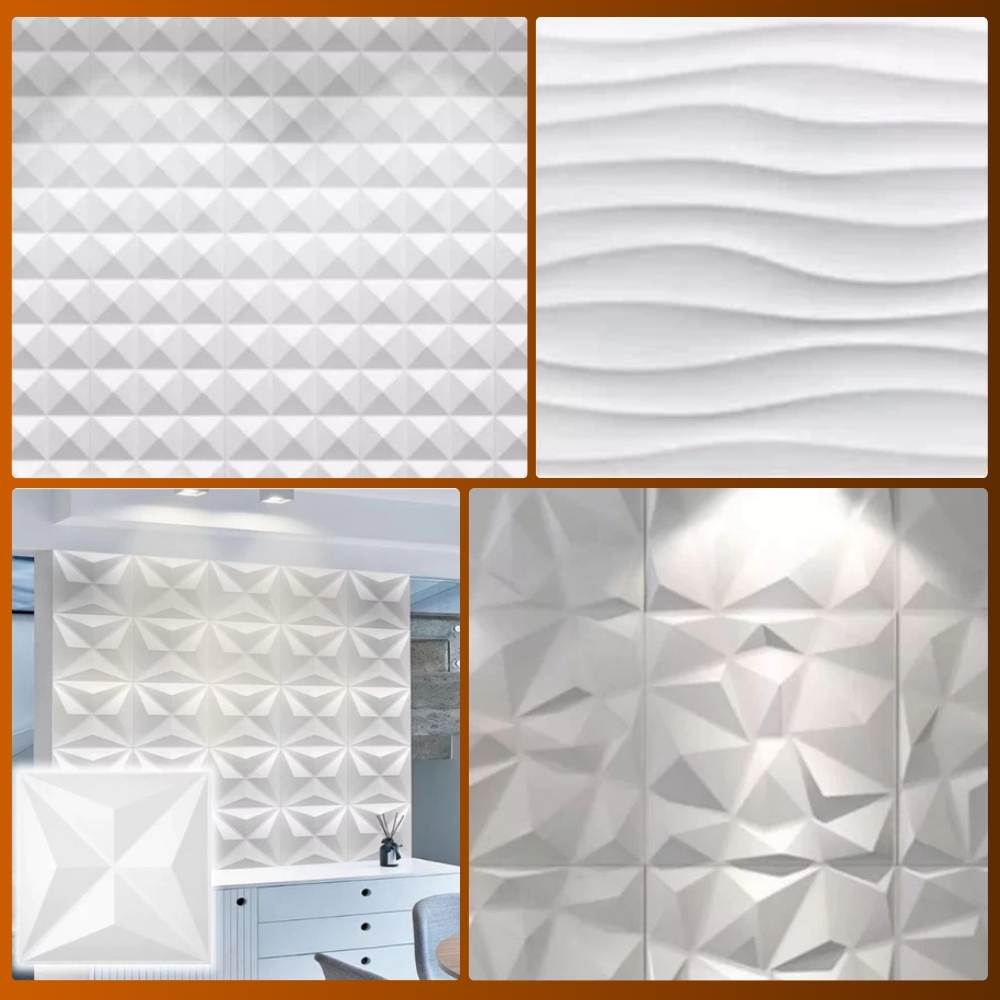 Wallpaper Wall Panel 3D PVC Dinding Putih Dekorasi Rumah Timbul 3 Dimensi Modern Anti Air UK 30CM