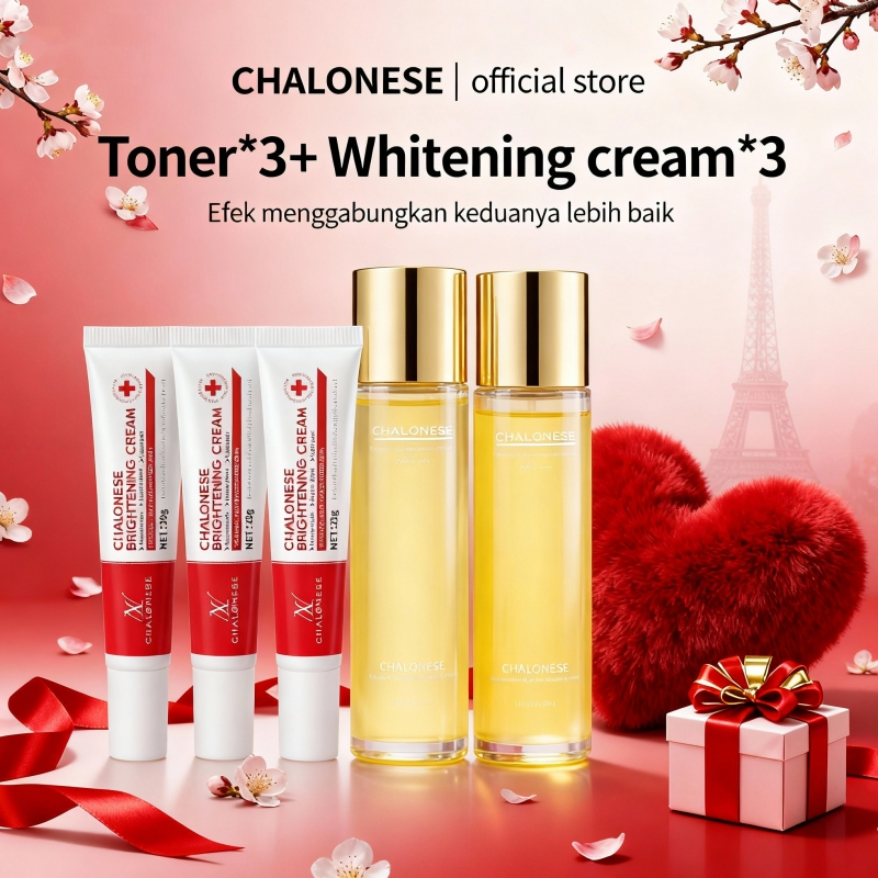 [COD] CHALONESE Brightening Set ( Whitening Moisturizing Cream + Whitening Toner ) Niacinamide Mampu