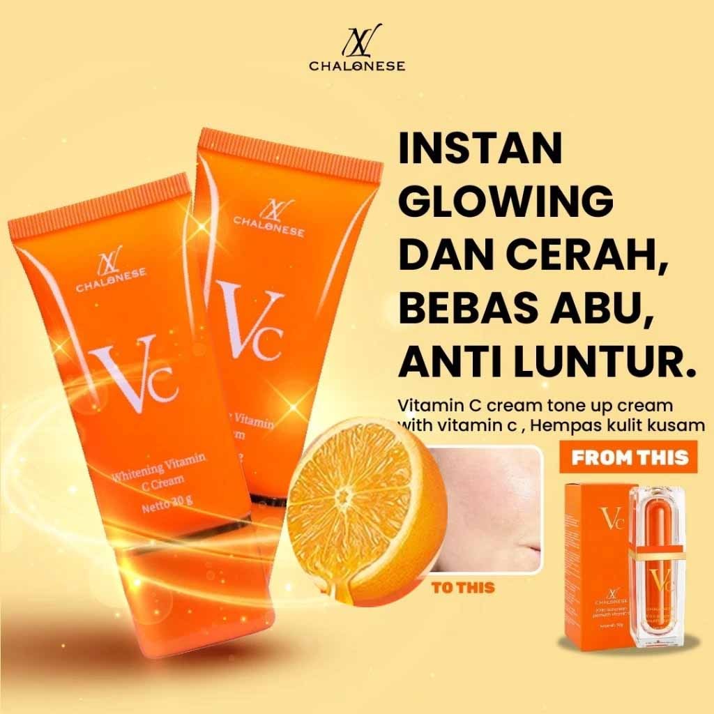 CHALONESE Cream 5x Vitamin C Pelembab Wajah Cream Whitening Glowing Skin Ligheten Spots VC Face Crea