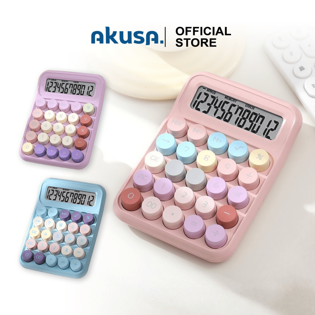AKUSA Calculator Kalkulator Aesthetic 12 Dits rna Lucu Kalkulator Kantor Sekolah Calculator Desktop