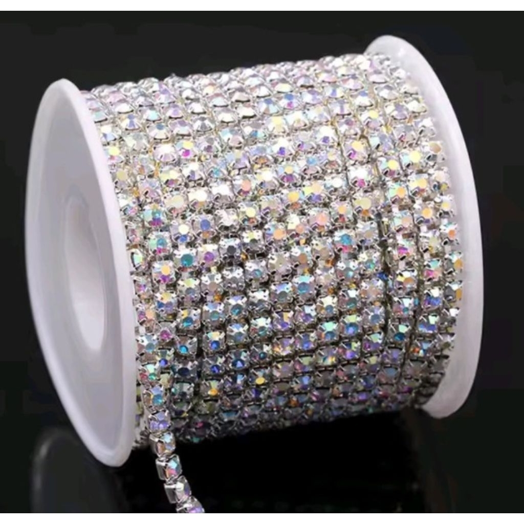 Crystal Chain Roll SS8 SS12 SS16 Gold Silver 1 Roll 10 Yard Rhinestone