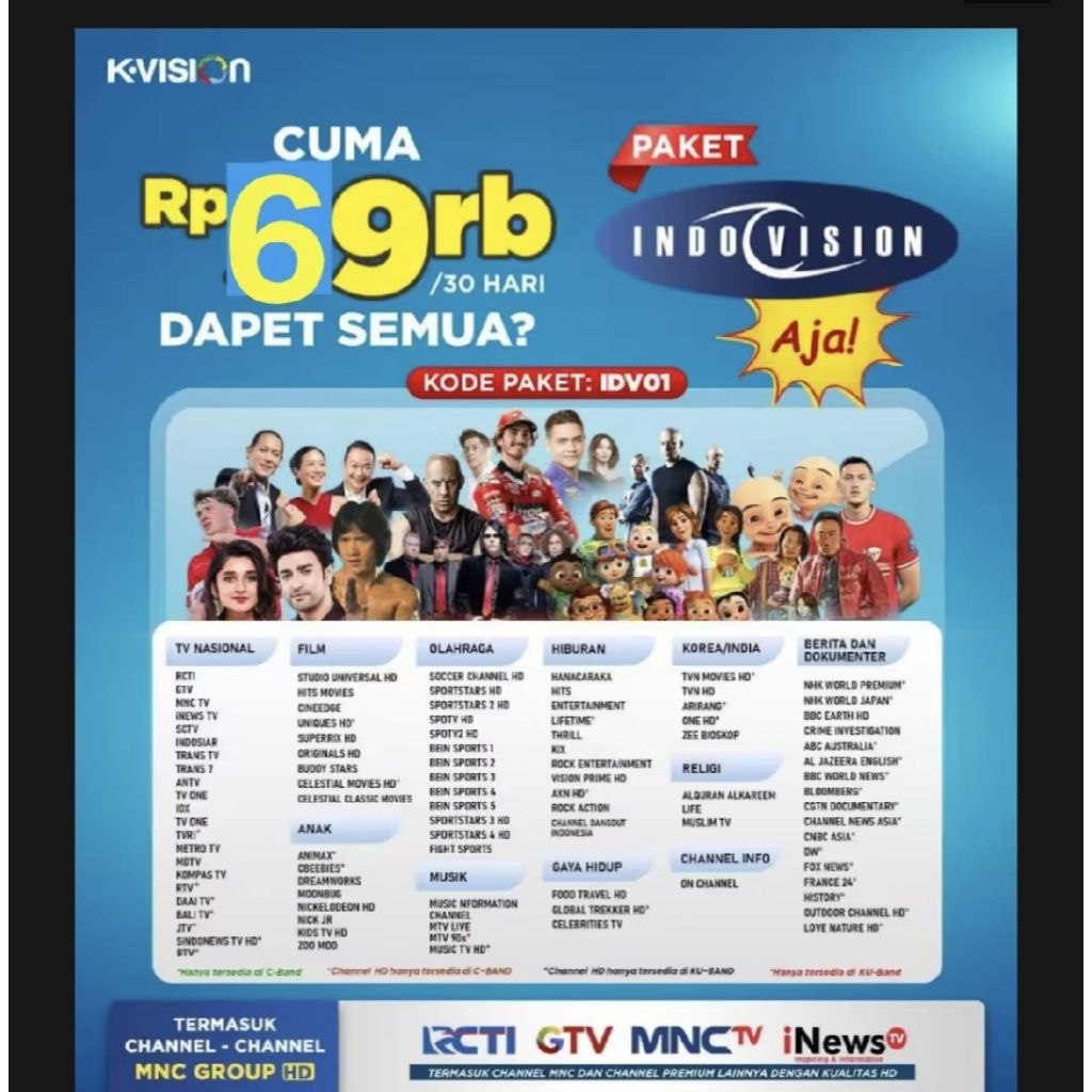 Voucher paket  k-Vision paket 1 tahun promo