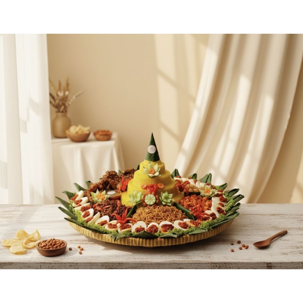 Nasi Tumpeng Nasi Kuning D-+60cm Porsi Untuk 20 orang