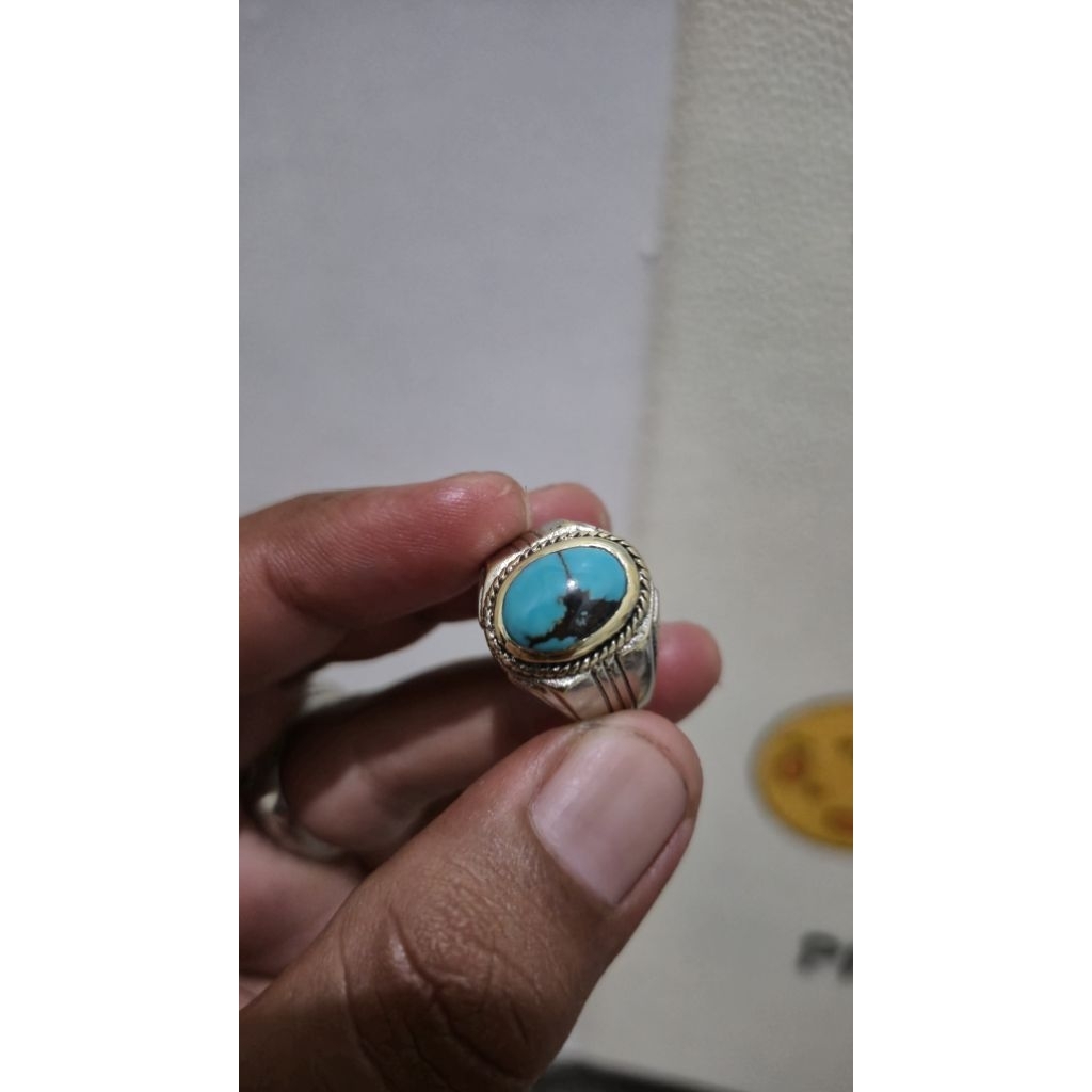 Natural Pirus Hubei/Xinjiang Biru Tosca Motif Kendit