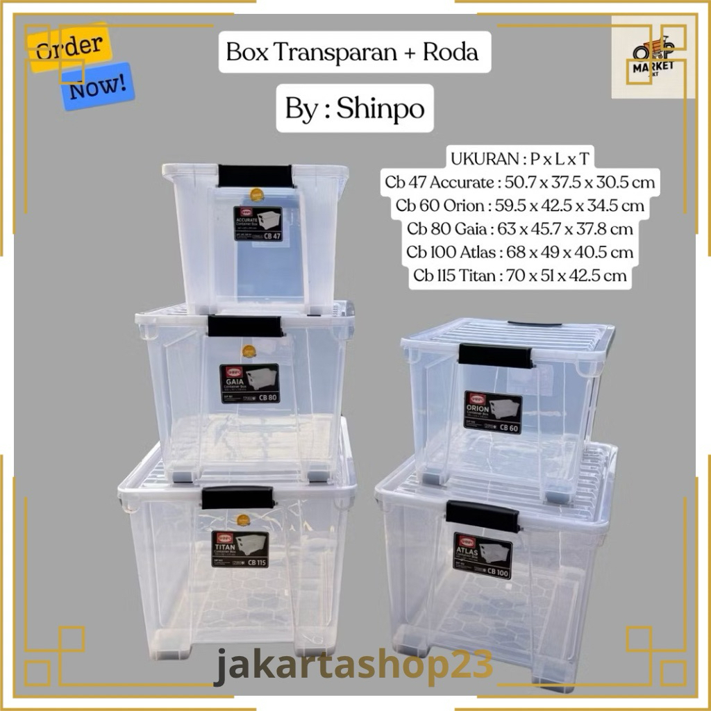 BOX CONTAINER 47 - 115 LITER + RODA - Kontainer Box Plastik / Container Box - SHINPO Container Box B