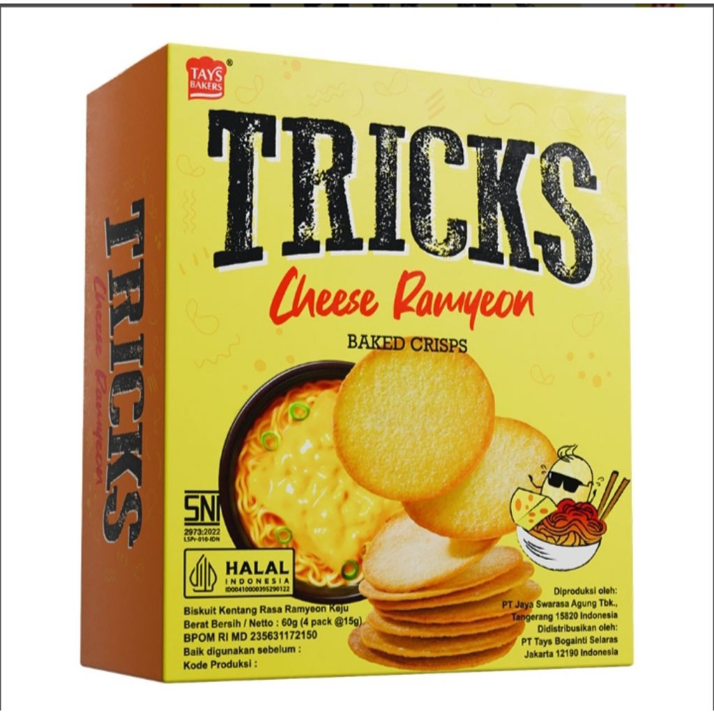 TRICKS Potato Baked crips biskuit kentang Ramyeon keju 4 x 15 gr