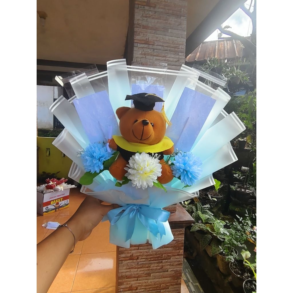 {PROMO} Buket Uang Kosongan/ Buket Boneka Wadah Uang Kosongan Gratis Kartu Ucapan Size Buket Medium 