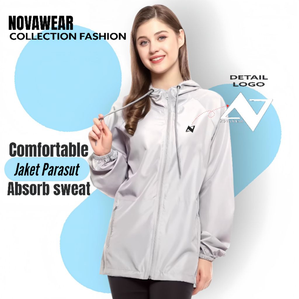 NOVAWEAR - PROMO TERMURAH ZIPPER Jaket Parasut Waterproof Jaket Olahraga Pria Wanita Terbaru, Jaket 