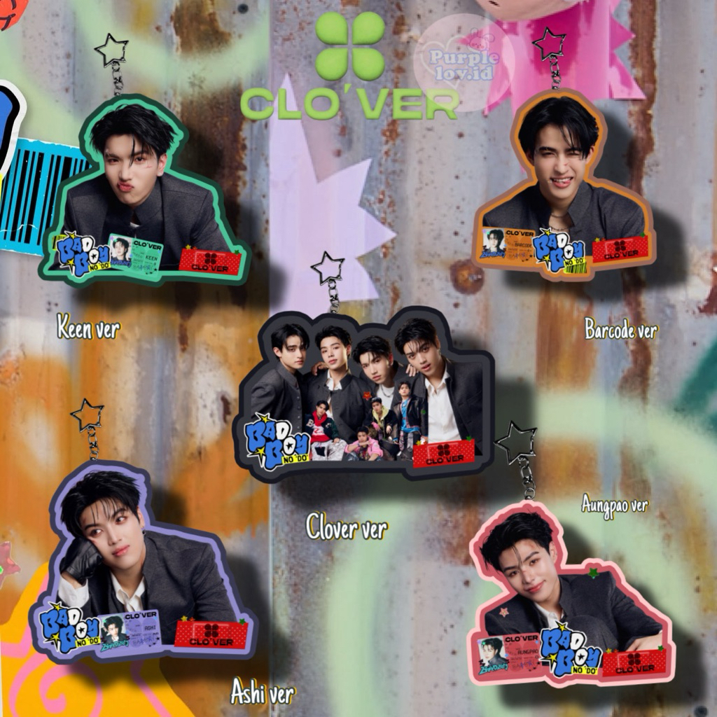 keychain akrilik keyring gantungan kunci clover gmmtv thaientu keenkeno barcode ashi aungpao lykn ly