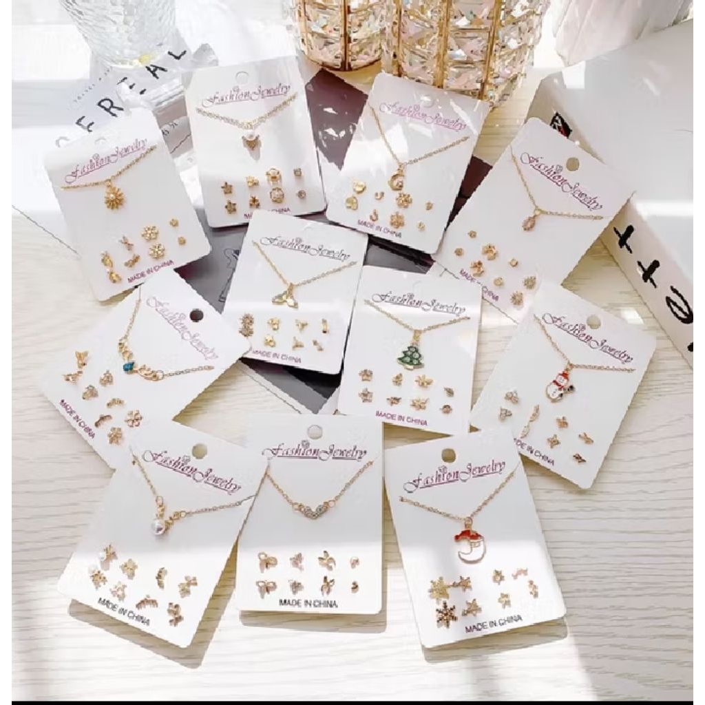 Kalung Anting Set Premium Kalung Anting Fashion Korea Asesoris Kalung Anting CD8259