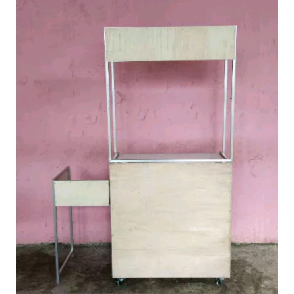 Booth Portabel Gerobak Jualan Lipat Alumunium dan Kayu Mudah Dibawa