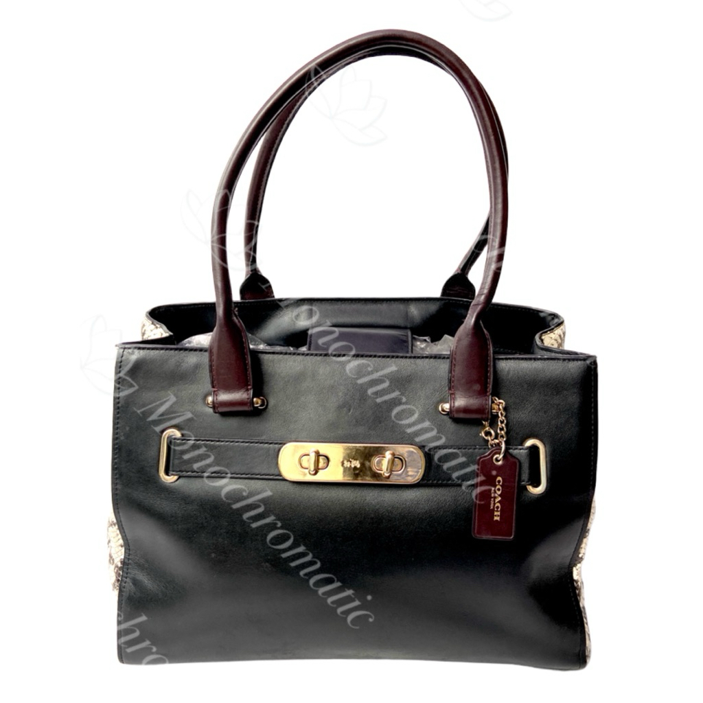 Authentic Original Preloved Coach Butik COC Swagger Carryall Colorblock Exotics Satchel Bag