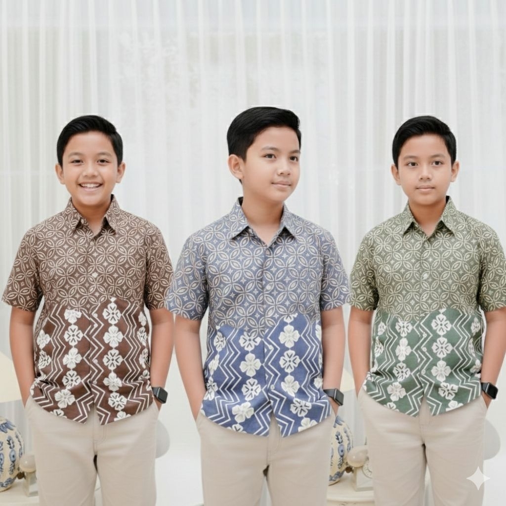 Batik anak dan remaja bahan full katun usia 13-18 tahun / baju batik anak remaja cowok katun premium