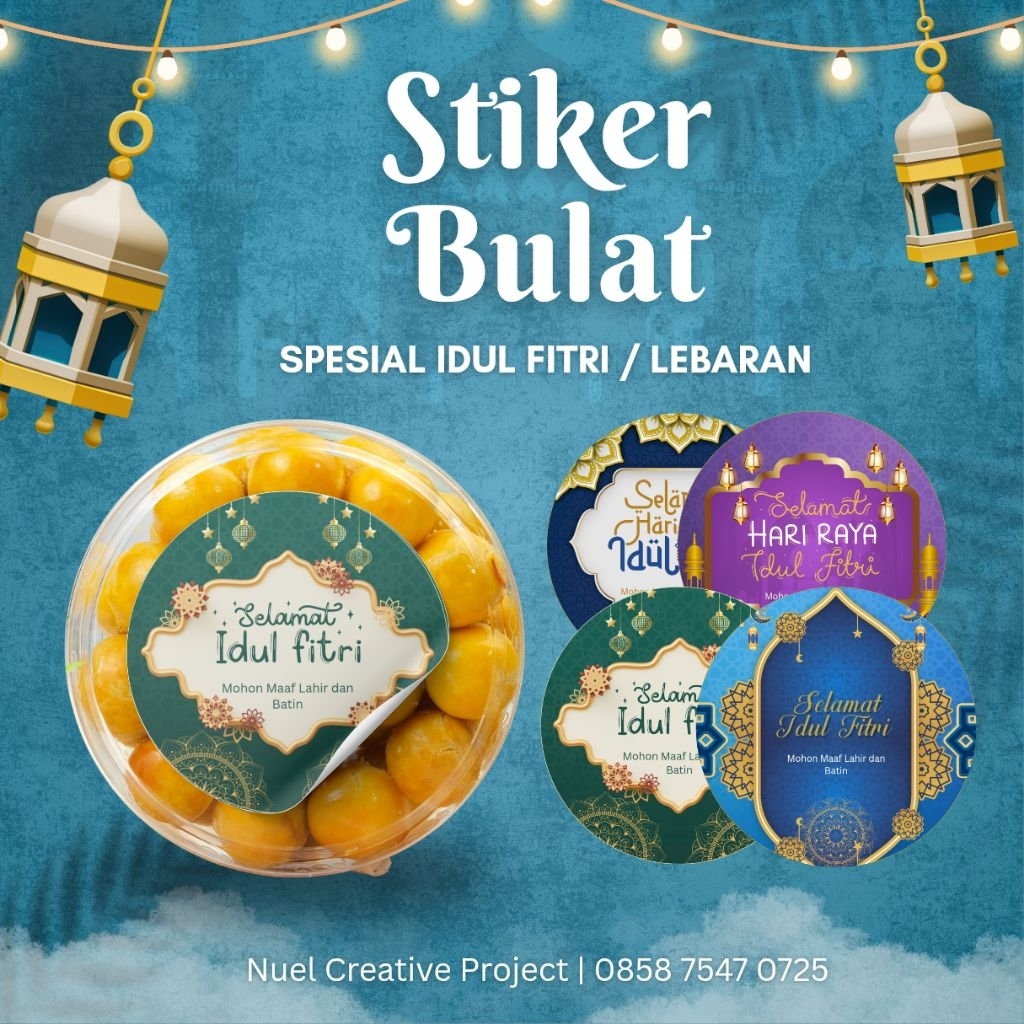 Stiker Bulat Idul Fitri | Stiker Toples Bulat | Stiker Toples Lebaran