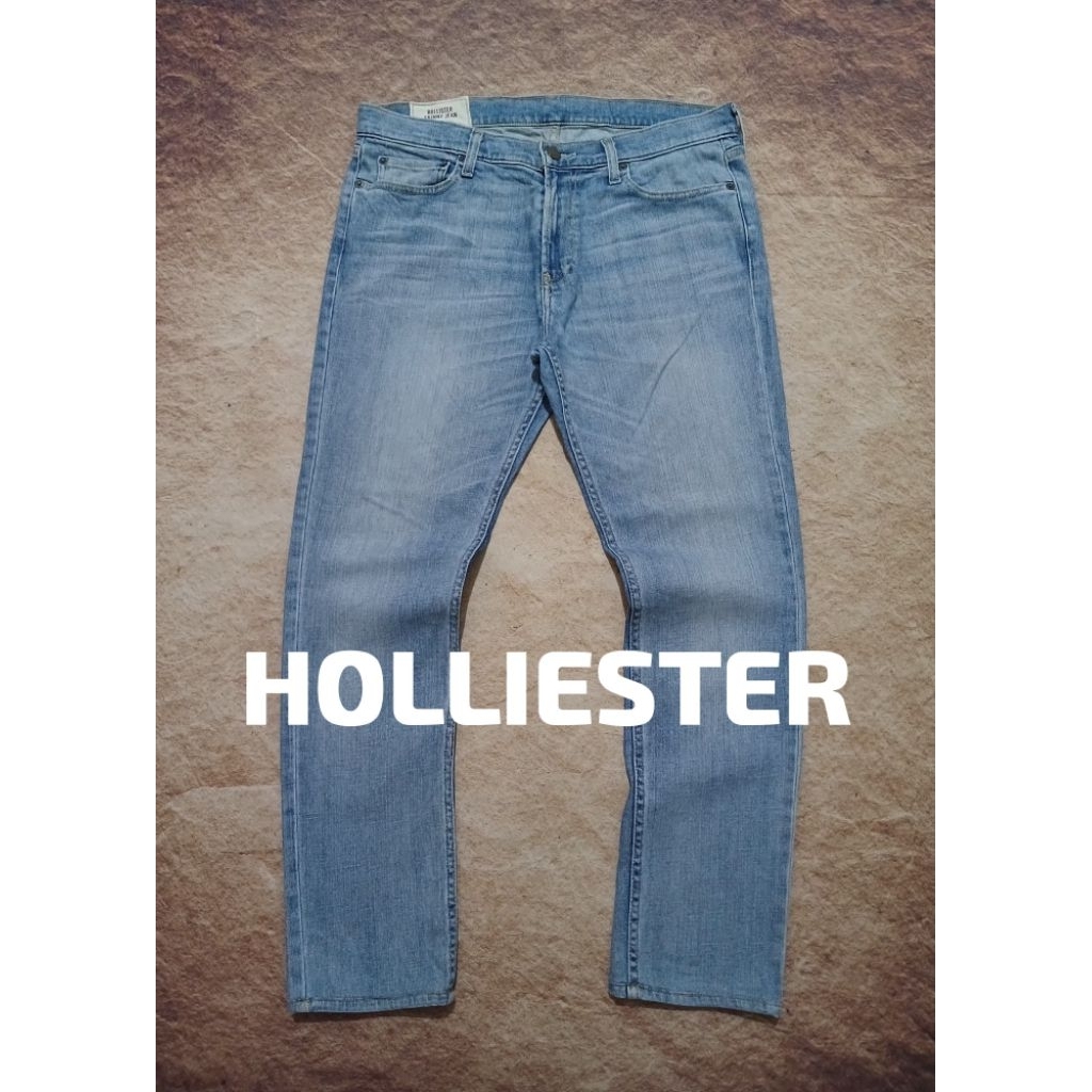 Celana jeans pria HOLLIESTER tebal ngaret bekas pakai