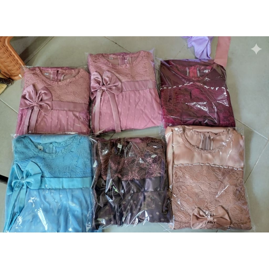 GAUN ANAK PESTA BRUKAT MIX TILE DOT SABUK PITA/DRESS ANAK PEREMPUAN 2-6 TAHUN/BAJU LEBARAN TERBARU/D
