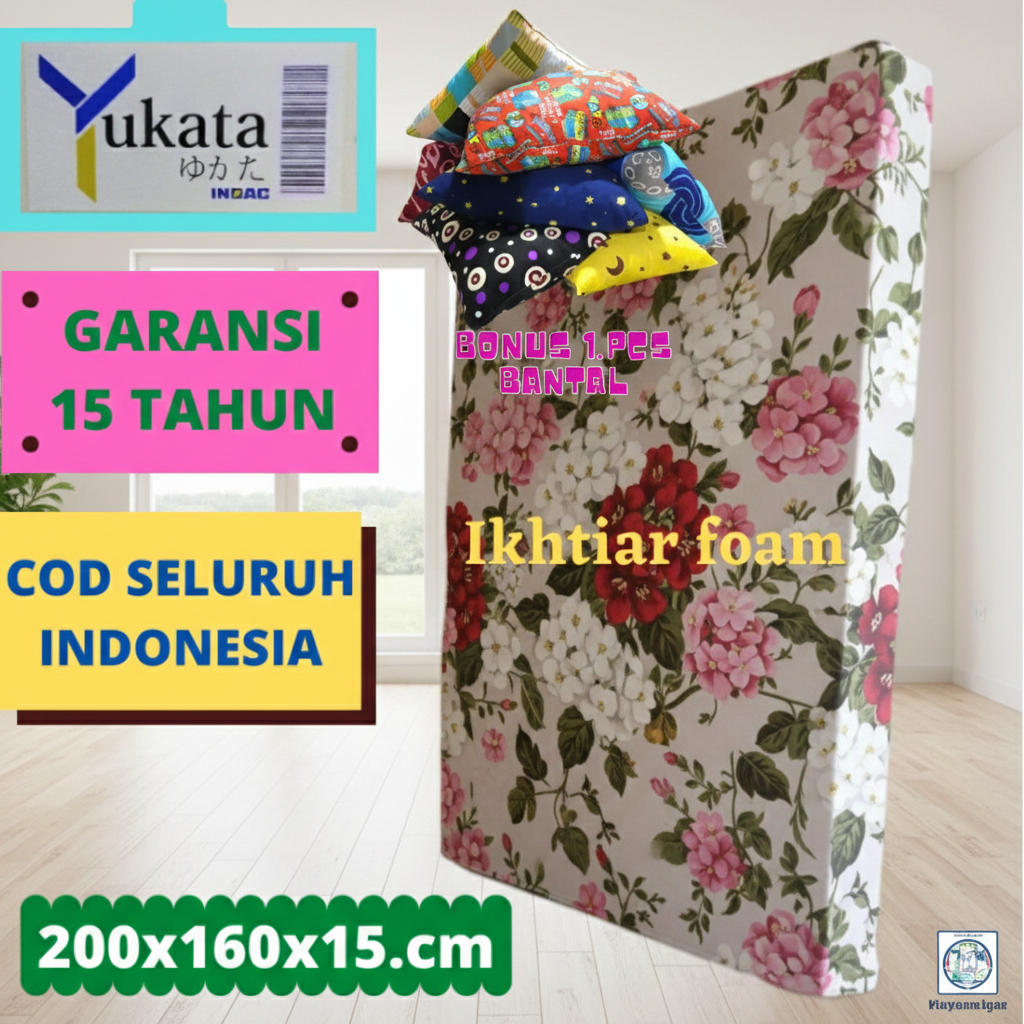 Inoac Yukata Kasur Busa Inoac Yukata Custom no 2 tebal 15 cm Uk 200X160 X15 CM  Bergaransi 15 tahun