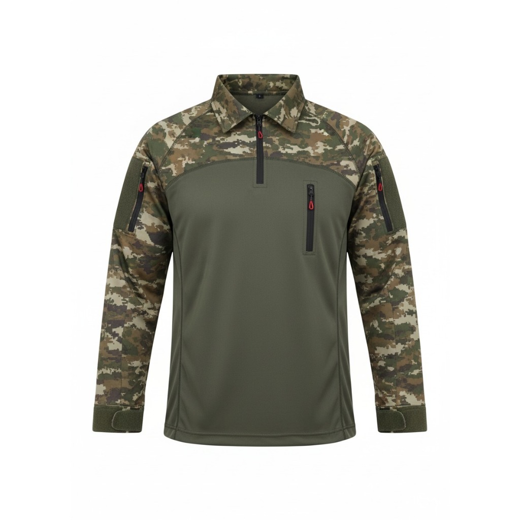 Biancaonlineshop - Baju Kaos BDU Tactical Pria Loreng Sage Green Scuba Tebal Lengan Pendek Terbaru