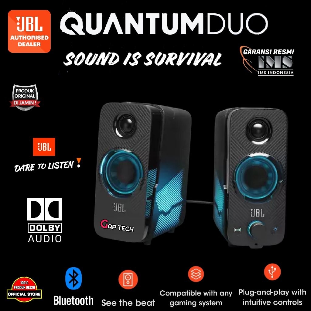 JBL QUANTUM DUO Gaming Speakers with LED Colour Lights Original
