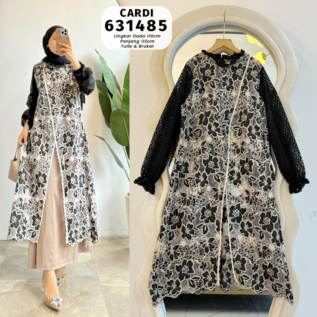 SAGITHA CARDI TUNIK PREMIUM / CARDIGAN BRUKAT MOTIF BUNGA PREMIUM