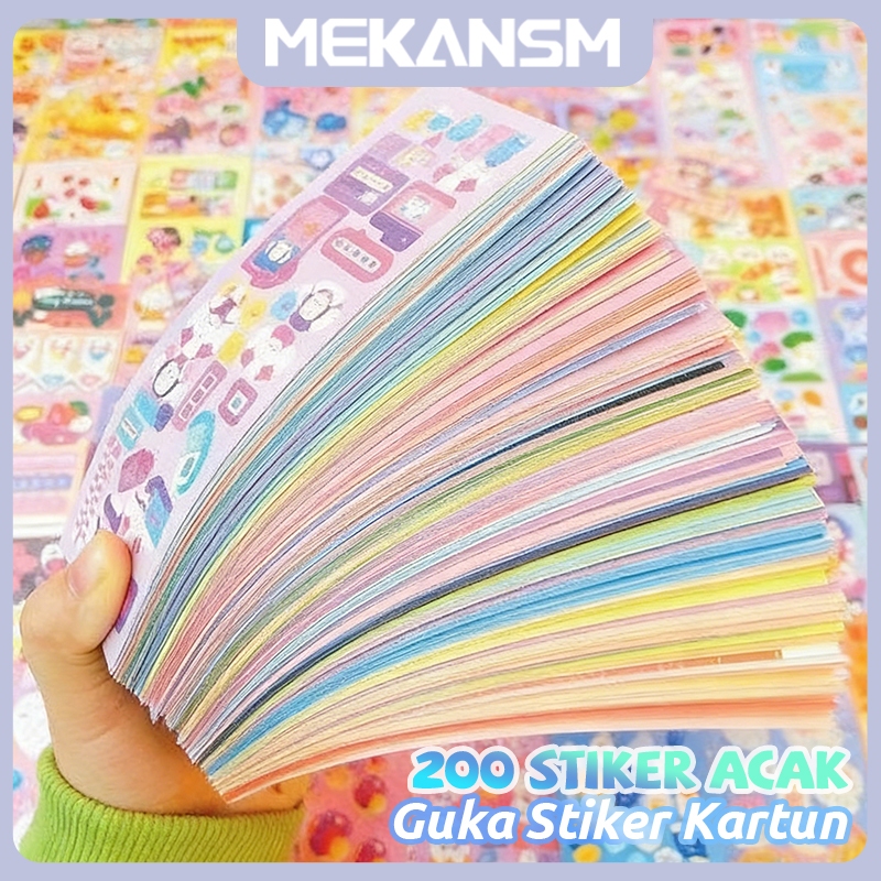 MEKANSM 200 Lembar Stiker Diy Dekorasi Random Lucu aesthetic isi 20 Lembar 60 Lembar 100 Lembar 200 