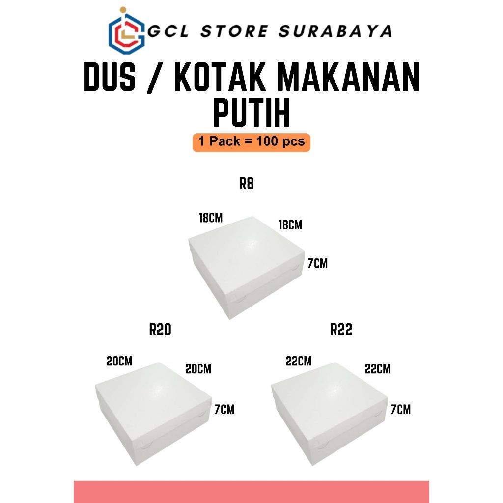 Dus I Kotak Nasi I Katering I Putih I Ukuran R8 I R20 I R22 I per pack I