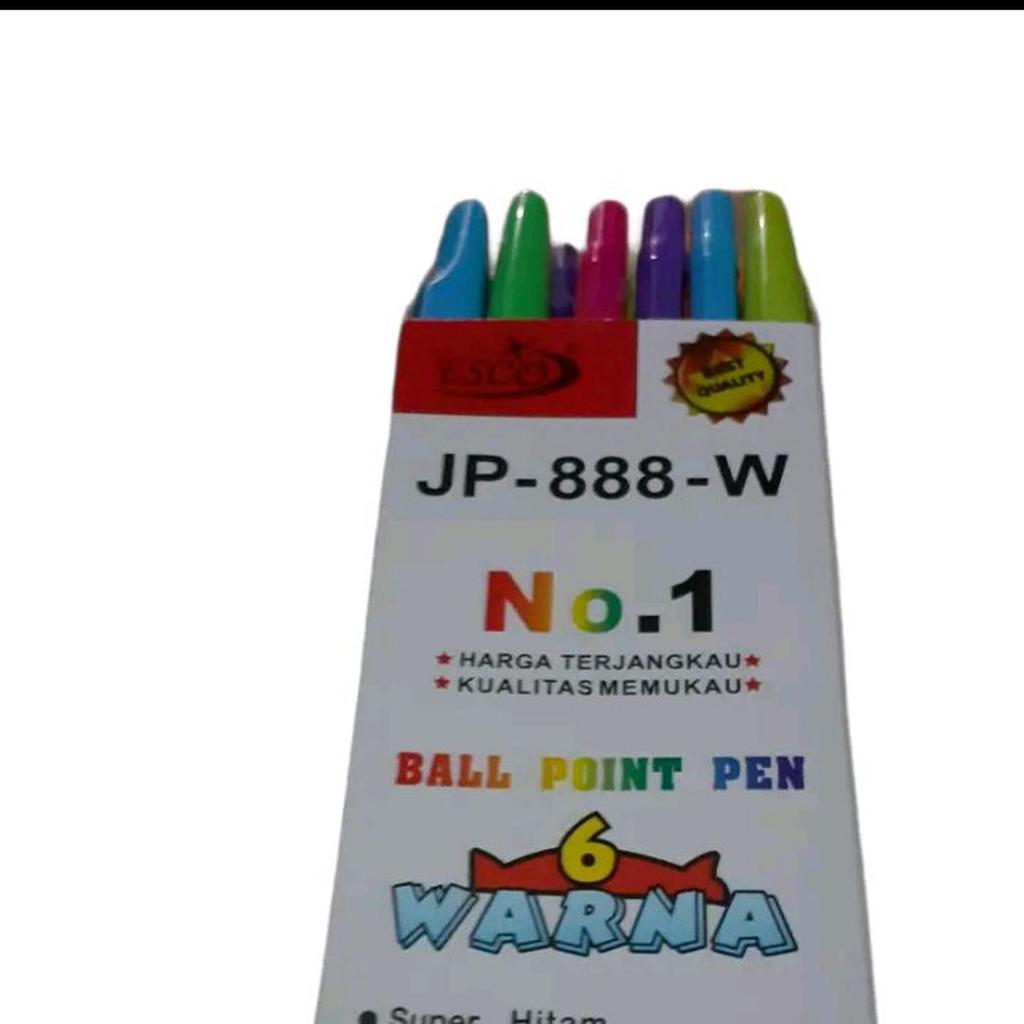 12 Pcs Ballpoint Pen 6 Warna JP-888-W Hitam Pulpen
