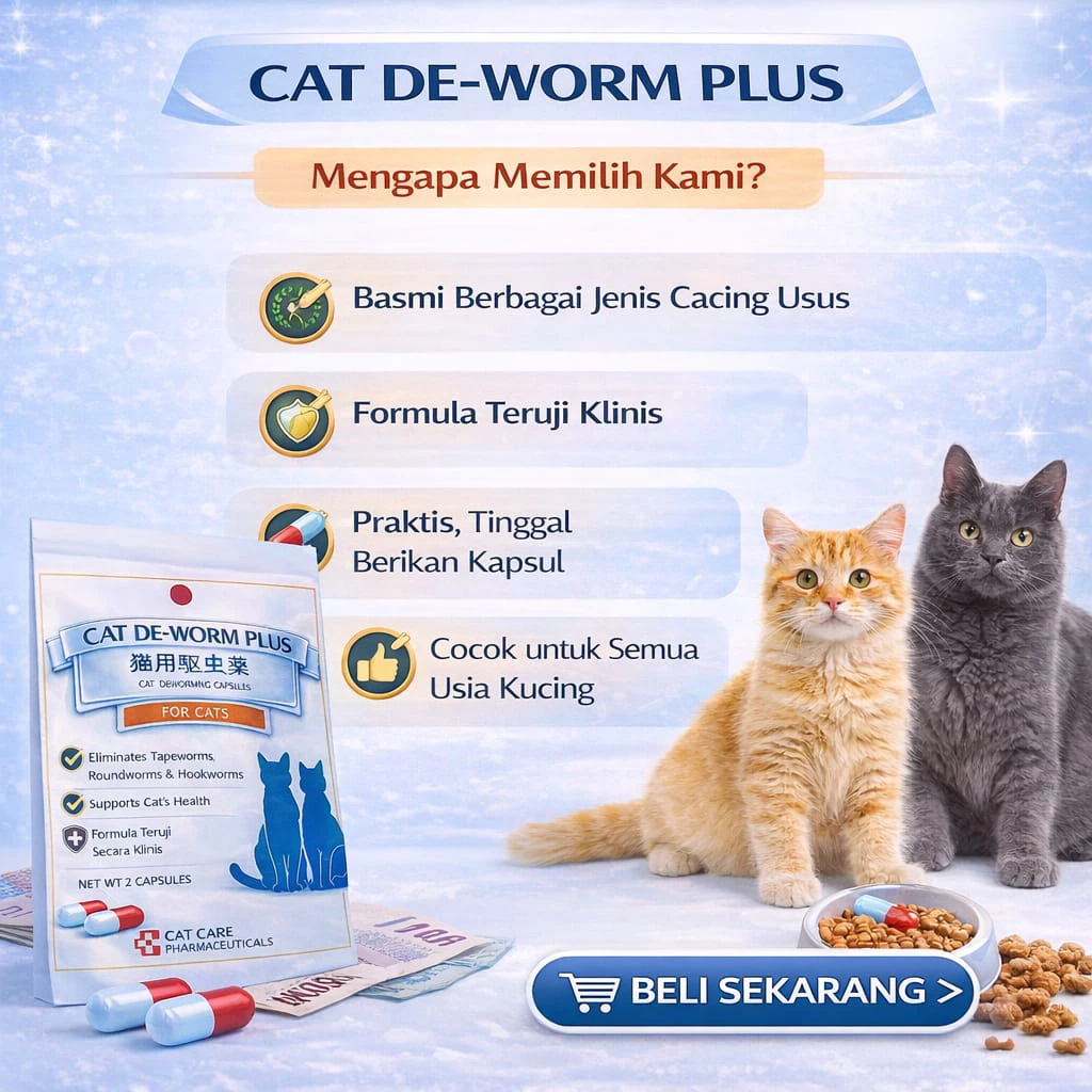 CAT DE-WORM PLUS Obat Cacing Kucing Ampuh / Obat Cacing Kucing Dewasa Bebas Cacingan