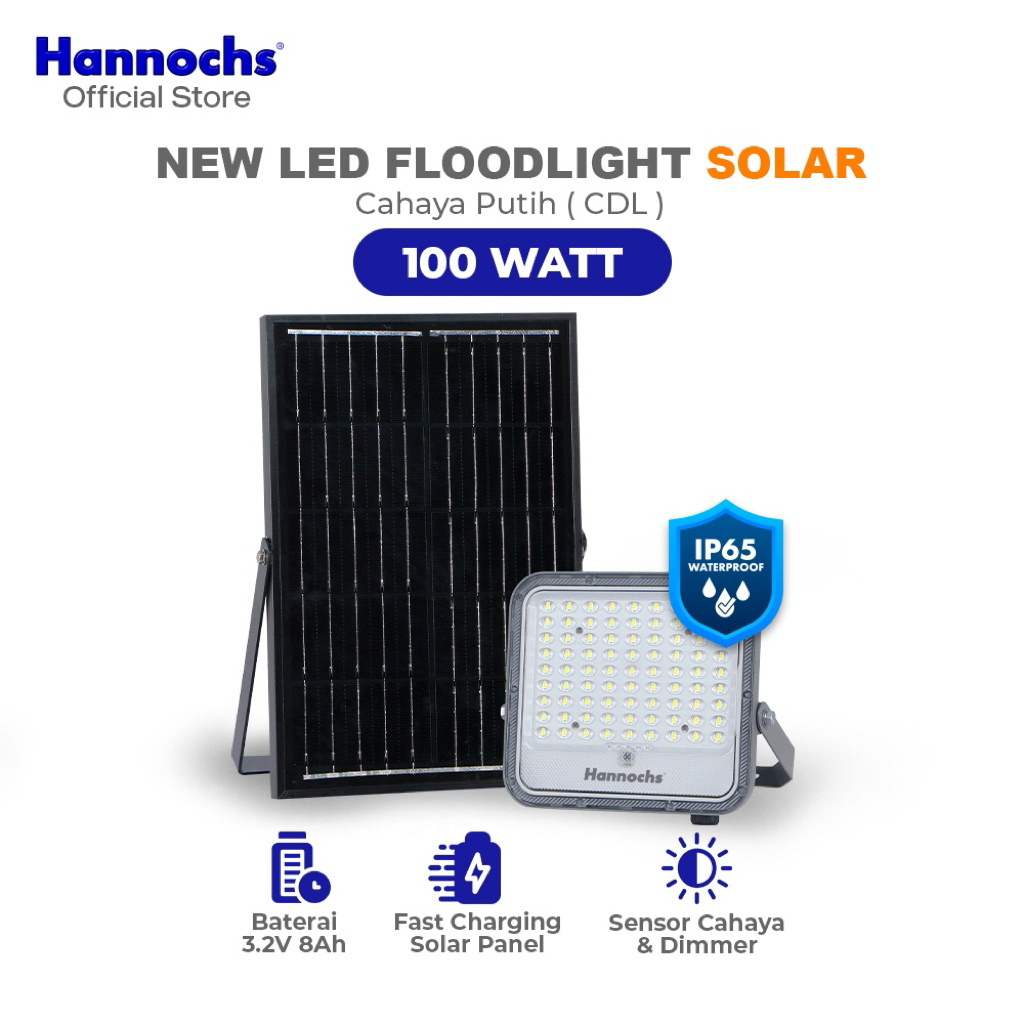 Lampu Sorot LED Hannochs Solar 100 Watt Hannochs LED Floodlight SolarCell 100w - Cahaya Putiha