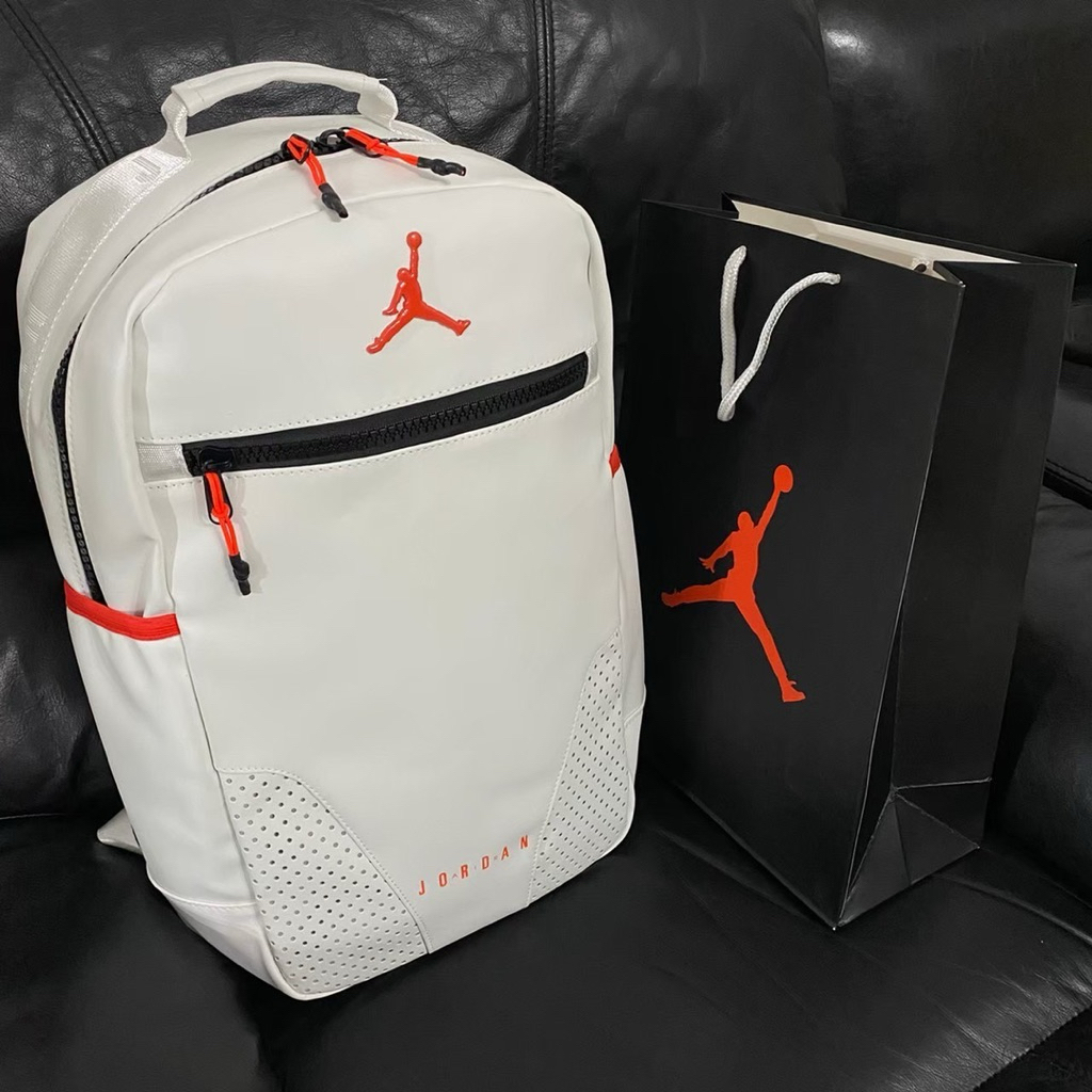 BACKPACK JORDAN RETRO LEATHER WHITE || TAS RANSEL ANTI AIR