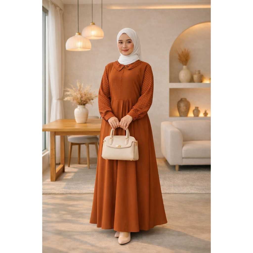 Gamis Riani dress polka by Zahin kekinian remaja