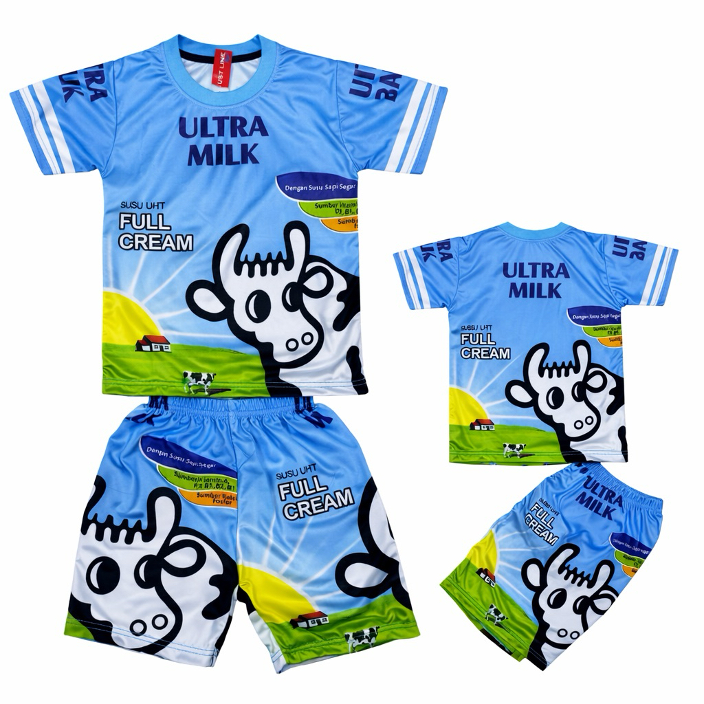 SETELAN ANAK Ultra Milk Susu PENDEK FULL PRINTING/LUCU KEKINIAN/BAJU TIDUR ANAK/Jersey Anak