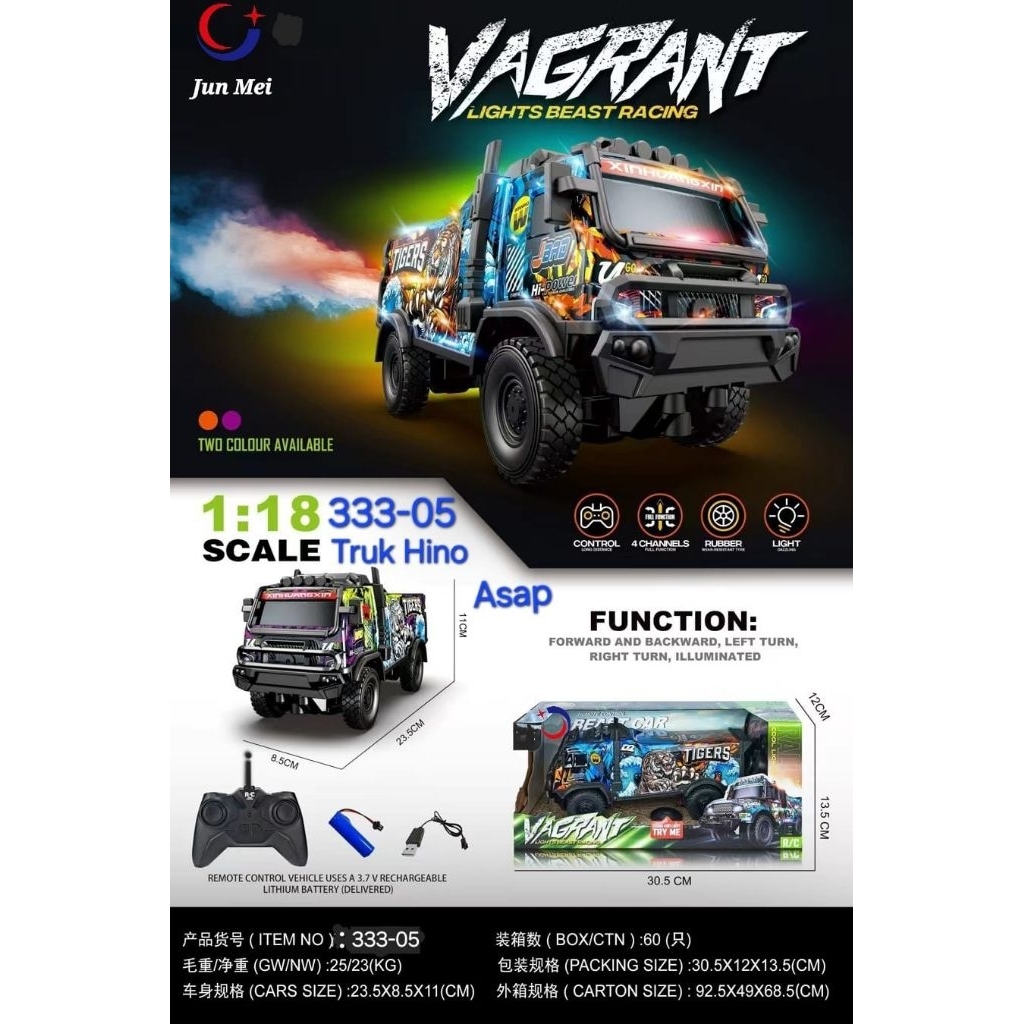 Mainan truk Hino remote control keluar asap
