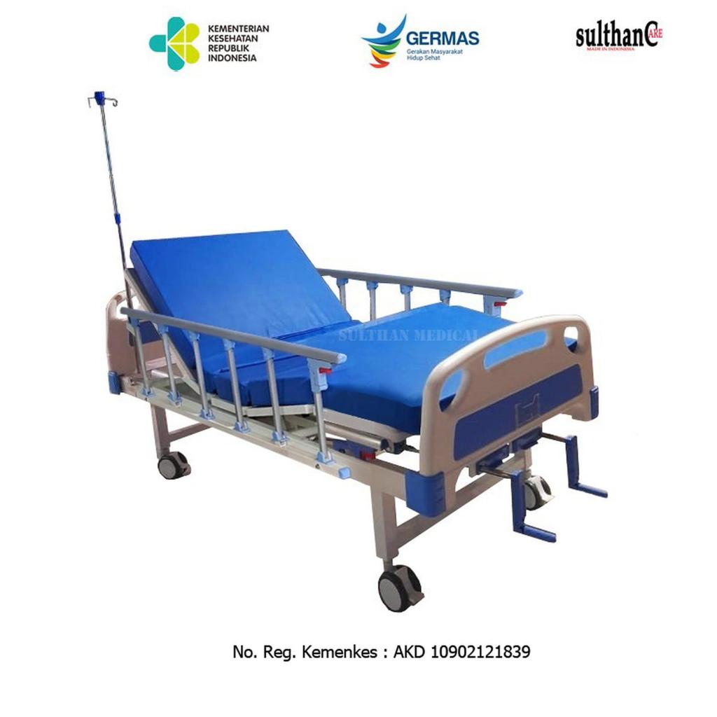 Bed Pasien - Ranjang Rumah Sakit 2 Crank/Engkol Lipat ABS